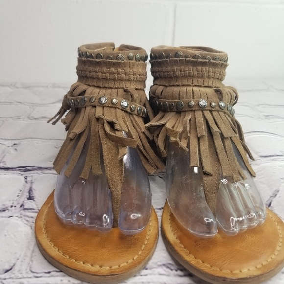 Naughty Monkey Hidden Treasure brown suede studded gladiator sandals - Picture 5 of 12